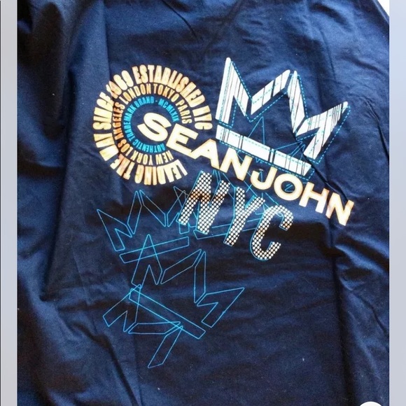 Sean Jean Men Dress Shirt Blue Long Sleeve Graphic Printed Porter XXL Cotton - Picture 6 of 12